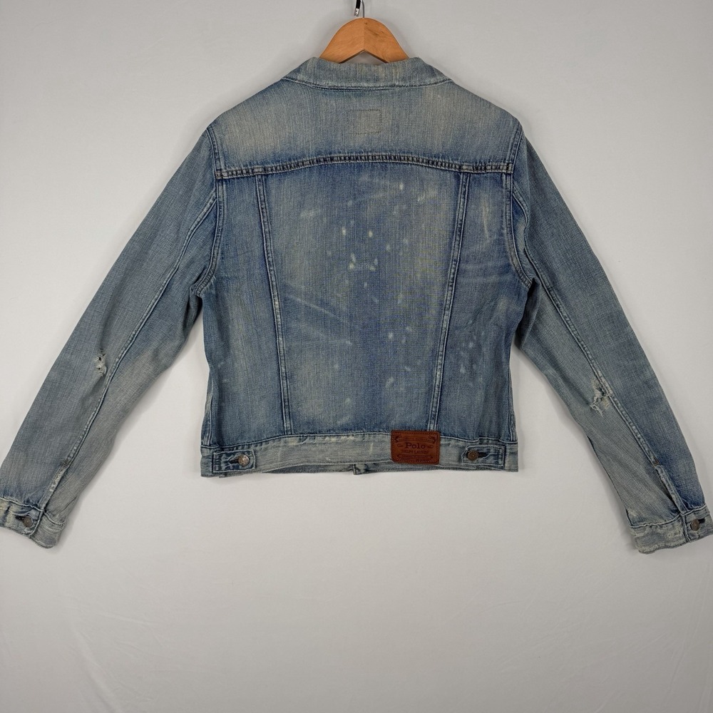 VTG 90s Polo Ralph Lauren Jean Jacket Adult (Large) Blue Denim USA Fabric - Picture 8 of 13